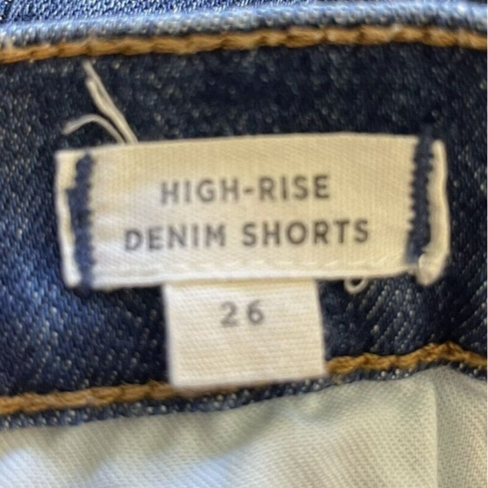 Madewell Denim Shorts High Rise Size 26 Blue Medium Wash Distressed Raw Hem - Picture 8 of 10